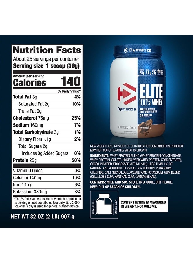 Dymatize Elite 100% Whey Protein Powder, 25g, 5.5g BCAAs And 2.7g L-Leucine, Quick Absorbing, Fast Digesting for Optimal Muscle Recovery, Rich Chocolate, 2 Pound - 25 Servings - Image 5