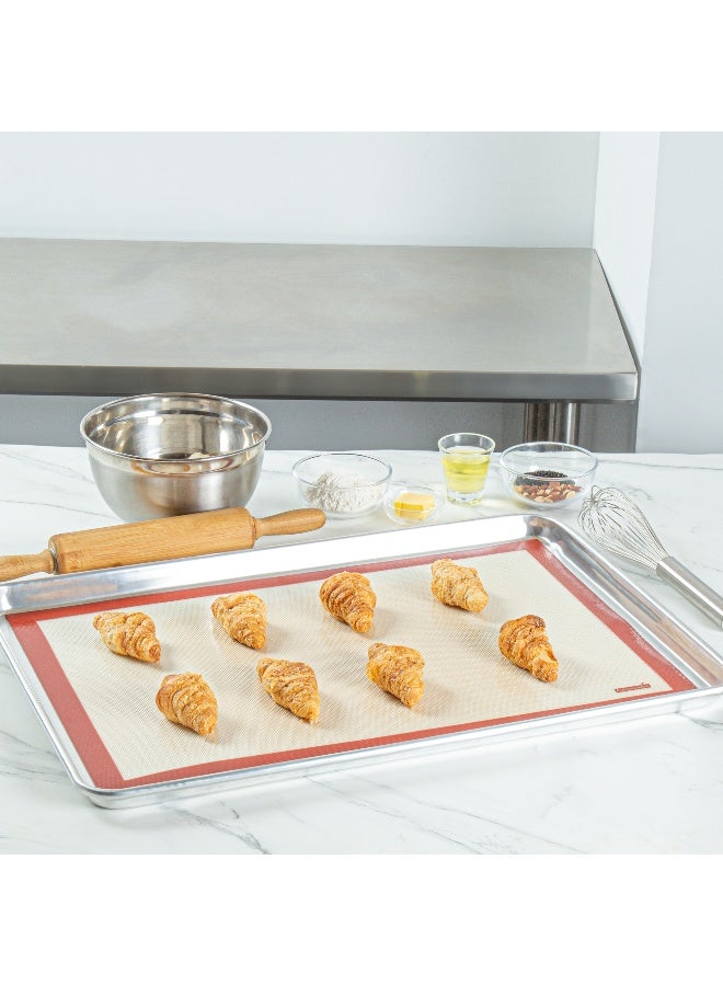 Restaurantware Full Size Silicone Baking Mat, 1 Heat-Resistant Cooking Mat - Reusable, Ultra-Durable, Tan And Red Silicone Nonstick Mat, For Pans And Rolling, 23.6 x 15.75 Inch - Image 5