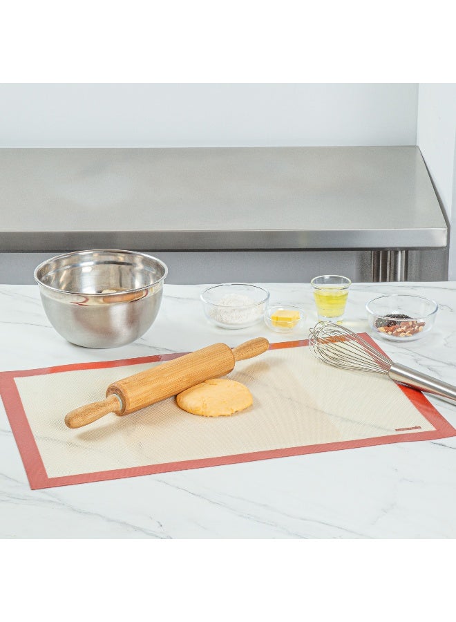 Restaurantware Full Size Silicone Baking Mat, 1 Heat-Resistant Cooking Mat - Reusable, Ultra-Durable, Tan And Red Silicone Nonstick Mat, For Pans And Rolling, 23.6 x 15.75 Inch - Image 3