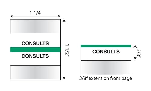 Tabbies Medical Chart Index Tabs CONSULTS 1-1/4"W x 1/2" H, Green, 100 Tab Inserts Per Pack (54523) - Image 3