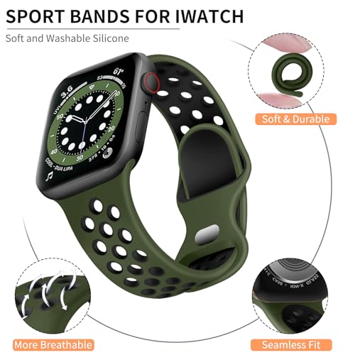 Lerobo Compatible with Apple Watch Band 44mm SE 3 2nd Series 11 10 46mm 9 8 45mm Ultra 3 2 Band 49mm 42mm for Men Women, Soft Silicone Sport Strap for iWatch Bands Series 7 6 5 4 3 2 1 - Image 2