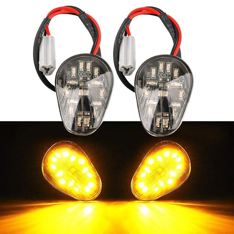 2 PCS Amber LED Turn Signal Indicator Light Lamp Flush Mount For Yamaha YZF R1 R3 R6 R6S FZ6 FZ1 FZ Fazer FZ6R FZ07 FZ8 FZ09 TMAX MT-07 MT-09 Smoked Lens