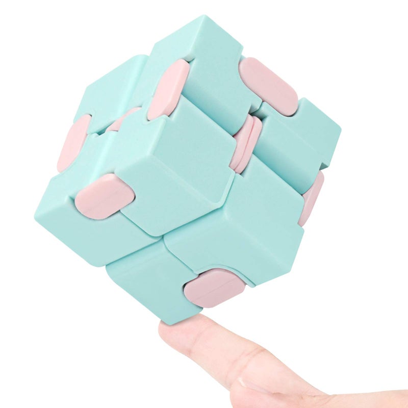 WUQID Infinity Cube Fidget Toy Stress Relieving Fidgeting Game for Kids and Adults,Cute Mini Unique Gadget for Anxiety Relief and Kill Time (Macaron Blue) - Image 1