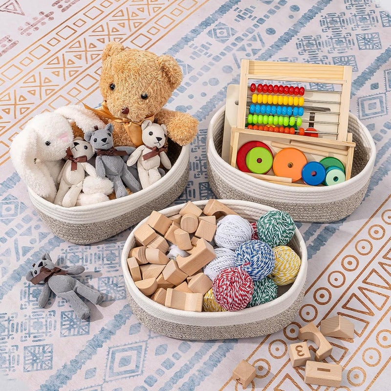 CubesLand Baskets for Shelves Storage,Cube Shelf Closet Storage Bins Set 3,Long-lasting &Skin-friendly Toy Basket Bin,Stylish Room Decor Basket,Woven Off White/Light Brown - Image 4