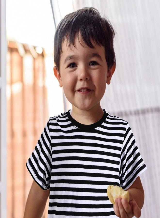 Haysandy Halloween Kids Striped Costume Short Sleeve Stripes Tee Boys Short High Tube Socks for Toddler Baby Boys(Black White,4-5 Years) - Image 4