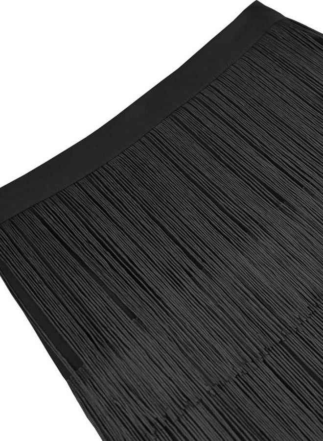 AOMEI Women's High Waist Fringe Tiered Bodycon Pencil Midi Skirt, Black, XL - Image 4