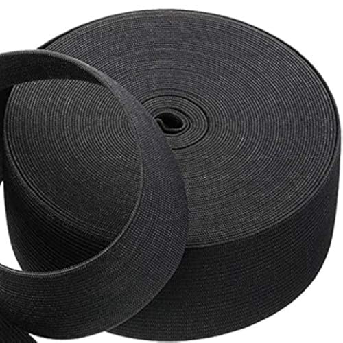 viaili VIAILI 1.5 Inch by 11 Yard Heavy Stretch High Elasticity Elastic Spool Knit Elastic Bands for Sewing (Black, 1.5inch) - Image 1
