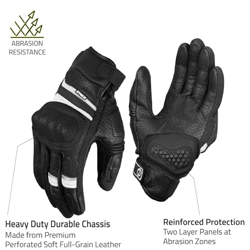 Rynox Air Gt Sp Gloves Ce Certified Cuff Length Motorcycle Riding Leather Gloves | Impact Protection | Scaphoid Protection | Abrasion Resistance - Black White, XL - Motorcycle Racing, XL - Image 5