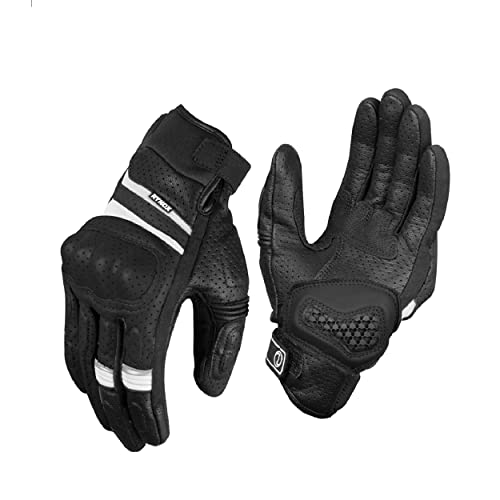 Rynox Air Gt Sp Gloves Ce Certified Cuff Length Motorcycle Riding Leather Gloves | Impact Protection | Scaphoid Protection | Abrasion Resistance - Black White, XL - Motorcycle Racing, XL - Image 1