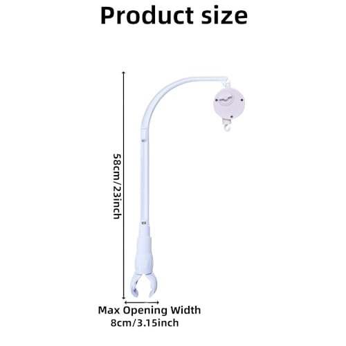 Accfore 23 inches Crib Mobile Arm Nursery Mobile Arm Baby Mobile Hanger,The Claw Part can be Adjusted Width,DIY Toy Decoration,Mobile Arm for Crib(with Music Box) - Image 2
