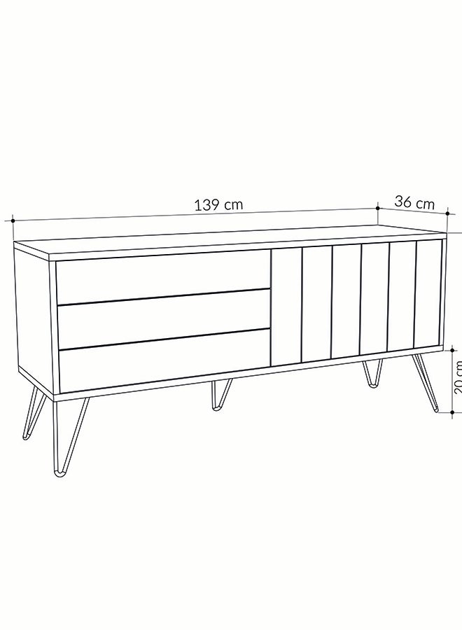 Mourah Home Picadilly Tv Stand Up To 55 Inch Tv| Modern Tv Unit Metal Legs 2 Door | Storage Cabinet |139X36X57 Cm| Dark Grey Light Mocha- 2 Years Warranty - Image 3