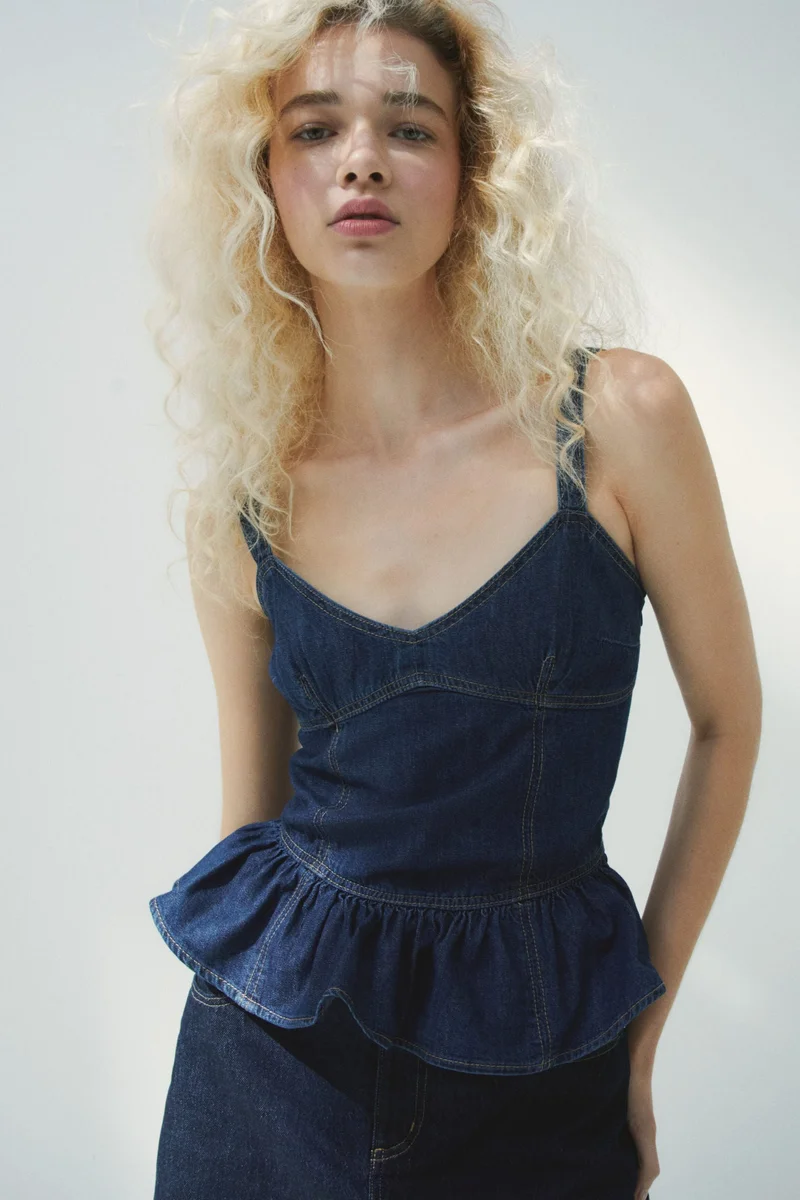 H&M Denim peplum top