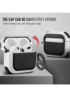Generic AirPods 3 Case Cover with Keychain Upgraded Armor Shockproof Hard-Shell Protective TPU Compatible for Airpods 3rd Generation 2021 Case for Women Men Front LED Visible White  - Image 2