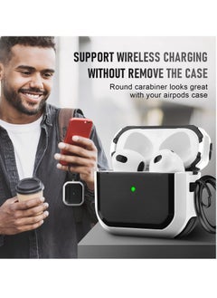 Generic AirPods 3 Case Cover with Keychain Upgraded Armor Shockproof Hard-Shell Protective TPU Compatible for Airpods 3rd Generation 2021 Case for Women Men Front LED Visible White  - Image 4