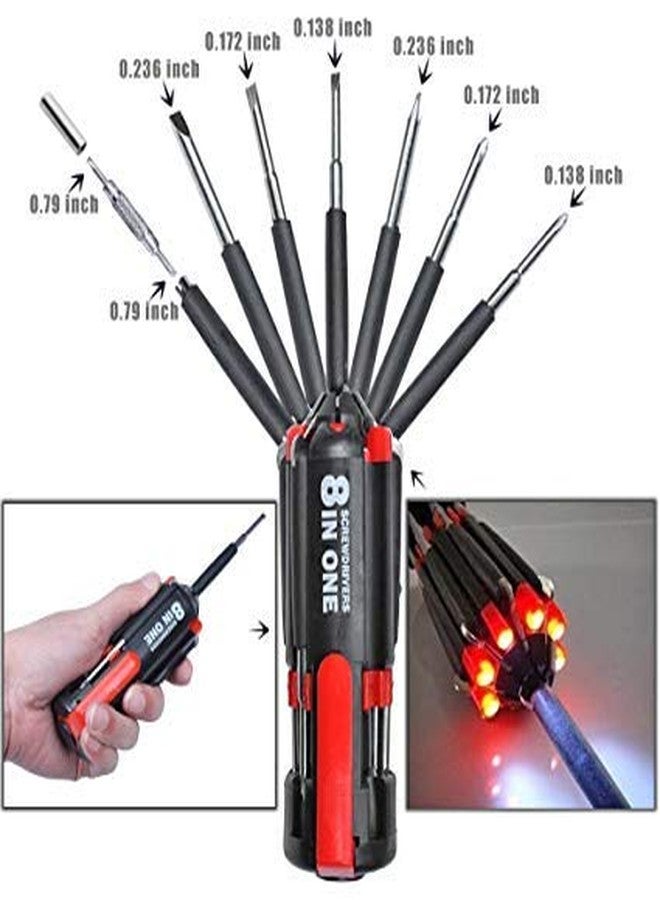 Tool Point 8 In 1 Aluminum Screwdriver Tool Kit With 6 LED Light (Black) - Image 2