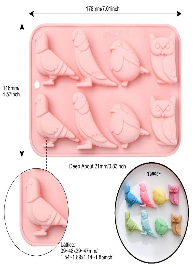Airssory 2 pcs Bird Theme Silicone Fondant Mold Cute Owl Pigeon Forest Animal Cartoon Molds for DIY Cake Chocolate Pudding Jelly Candy Craft Resin Making Decoration - Image 2