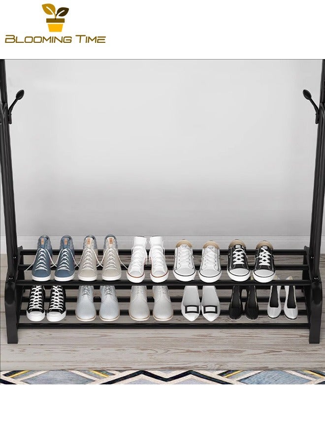 بلومنغ تايم رفوف معطف غرفة نوم عمودية من الأرض إلى السقف ، رفوف ملابس فاخرة خفيفة في غرفة المعيشة المنزلية ، رفوف معطف صغيرة في غرفة نوم الشرفة ، نوع قطب واحد ، رفوف ملابس داخلية بسيطة عنبر ، شماعات تخزين قابلة للإزالة ، أسود - Image 4