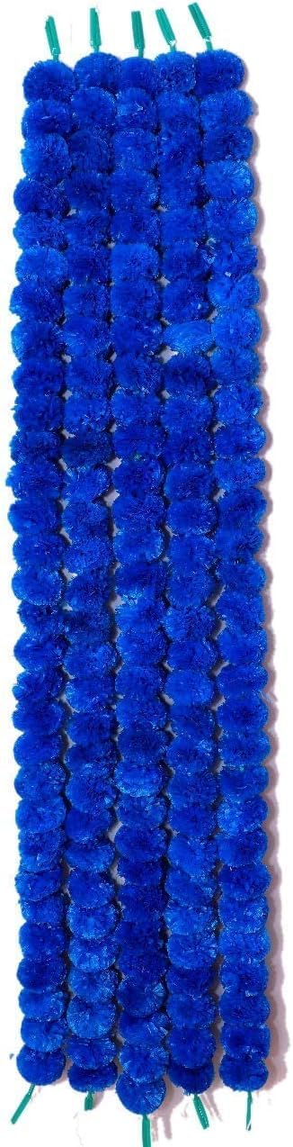 SHIMMER Artificial Marigold Fluffy Flowers Garlands for Decoration Garlands for Festive Pooja Wedding Diwali Decorations Festival Events Home Table Bedroom BluePack of 5 - Image 3