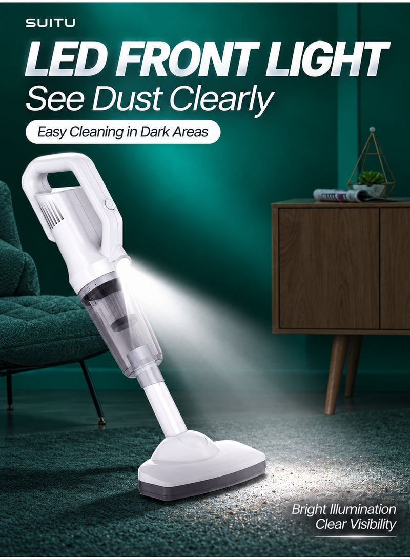 SUITU Cordless Handheld Vacuum Cleaner 120W 12000Pa Powerful Suction, 4-in-1 Lightweight Wet & Dry Vacuum with Detachable Battery, LED Light & Multi-Nozzle for Car, Home & Office - Image 4