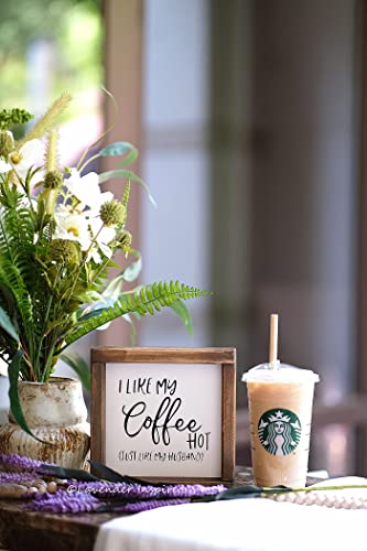 Lavender Inspired 'I Like My Coffee Hot, Just Like My Husband' - Funny Kitchen Decor - Farmhouse Coffee Bar Tiered Tray Sign - Rustic Quote, 7x7 - Image 5