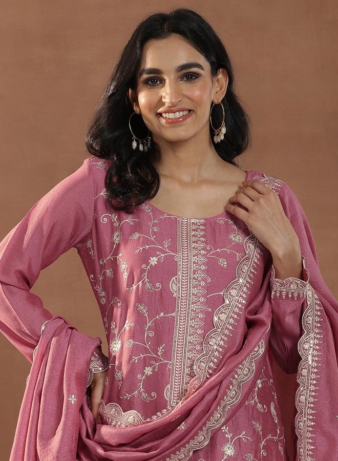 Libas Women's Silk Blend Kurta Set (49515RL_Pink - Image 3