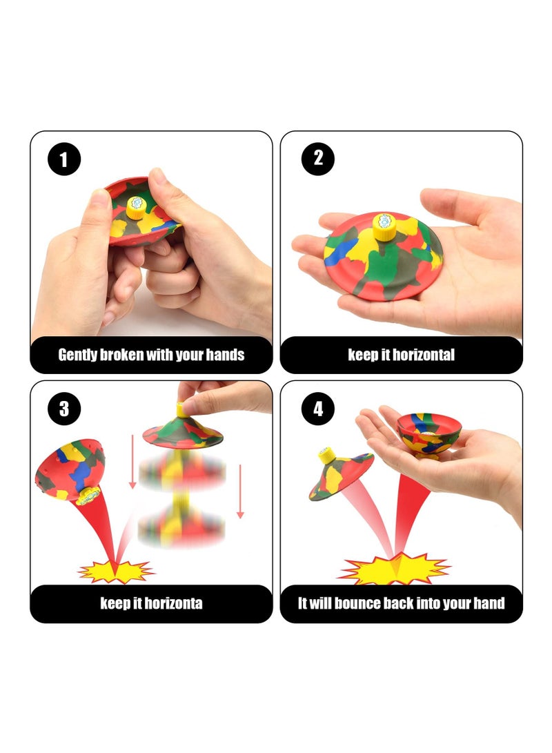 SYOSI 4 Pcs Bouncing Bowl, Fidget Toys Creative Camouflage Bounce Bouncing Bowl Novelty Cool Spinning Stress Relief Toy Bounce Ball Children's Outdoor Game Sports Fingertip Toy for Kids - Image 5
