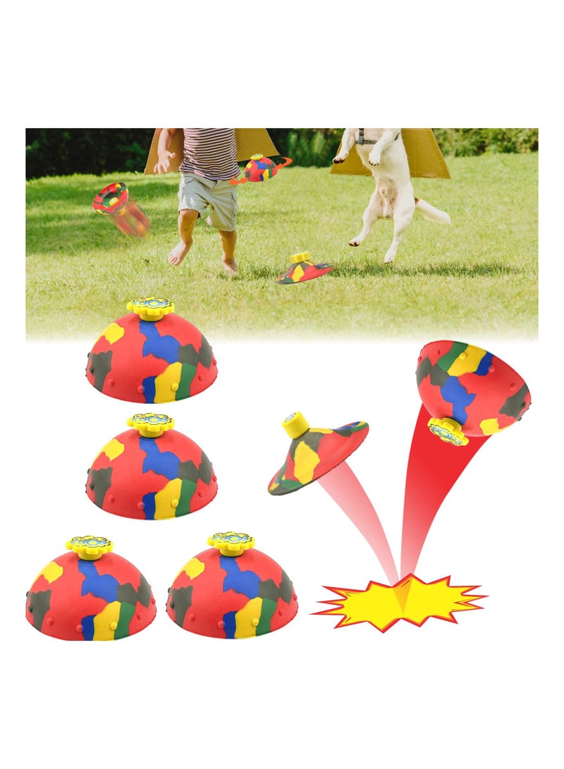 SYOSI 4 Pcs Bouncing Bowl, Fidget Toys Creative Camouflage Bounce Bouncing Bowl Novelty Cool Spinning Stress Relief Toy Bounce Ball Children's Outdoor Game Sports Fingertip Toy for Kids - Image 1