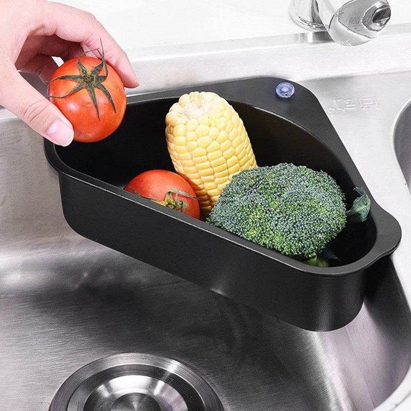 ANKUL Plastic Kitchen Sink Drain Basket Storage Dish Rack Organizer Sink Shelf Soap Sponge Drain Rack Vegetables Fruit Drain Rack Min 2 Quantity Black - Image 3