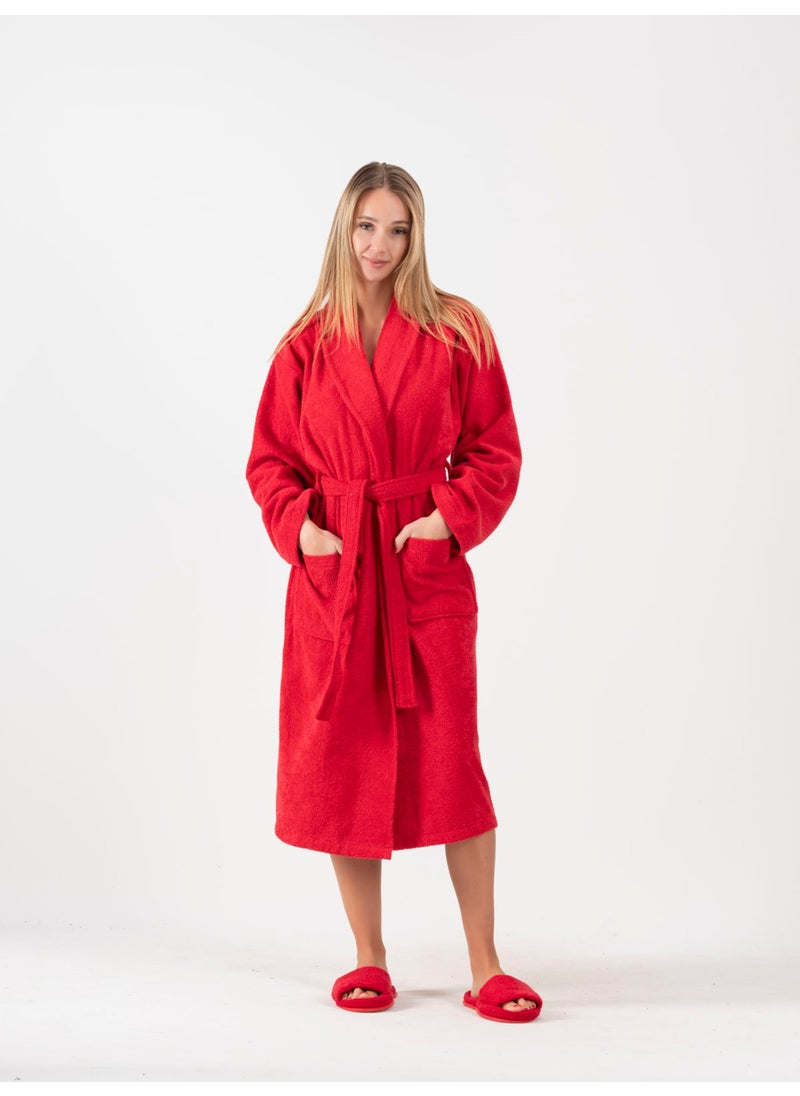 Ender Home Bathrobe Shalyaka Model Two Pockets Belted Cotton Boucle Bathrobe  - Image 1