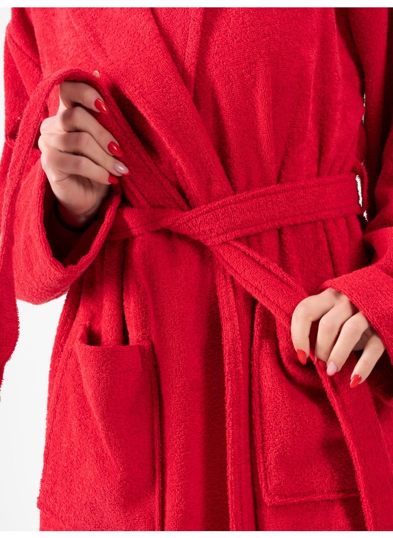 Ender Home Bathrobe Shalyaka Model Two Pockets Belted Cotton Boucle Bathrobe  - Image 3