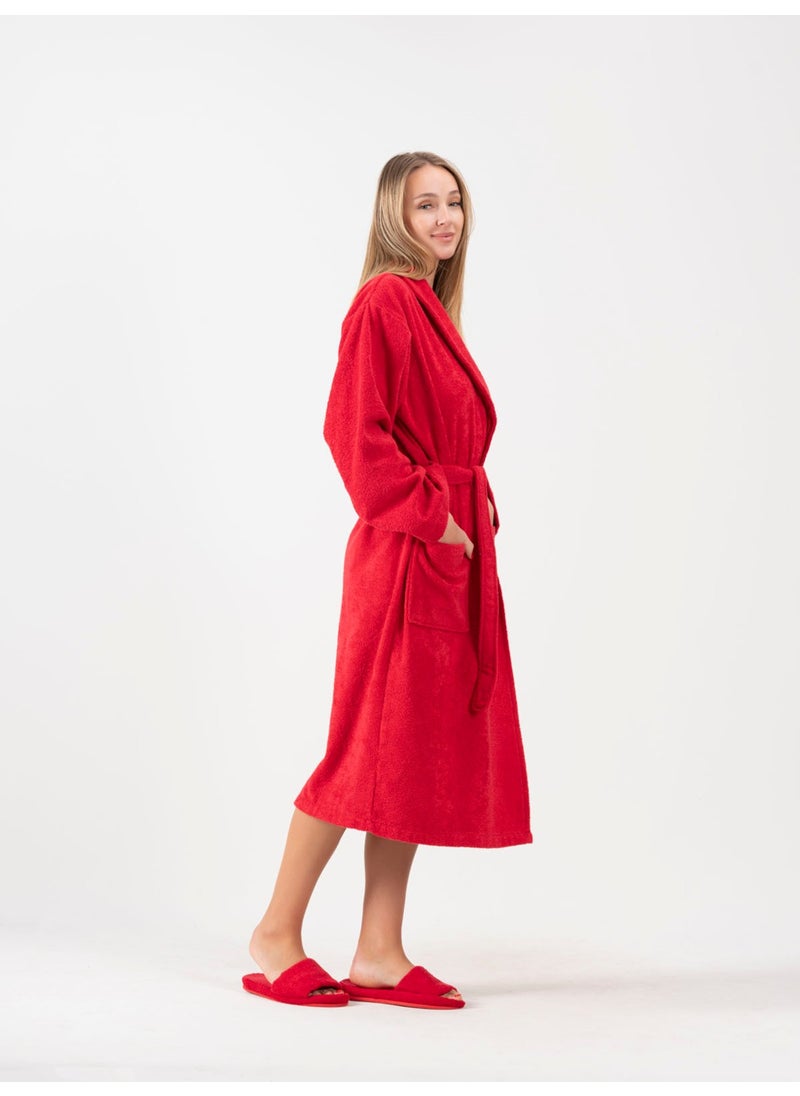 Ender Home Bathrobe Shalyaka Model Two Pockets Belted Cotton Boucle Bathrobe  - Image 2