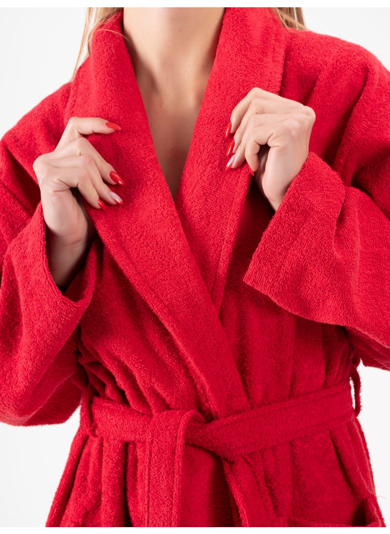Ender Home Bathrobe Shalyaka Model Two Pockets Belted Cotton Boucle Bathrobe  - Image 4