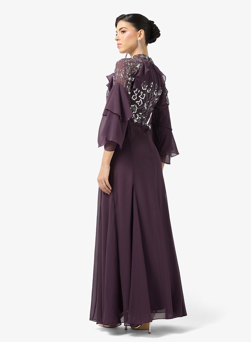 Frock and Frill Embellished flared sleeve maxi dress - Image 2