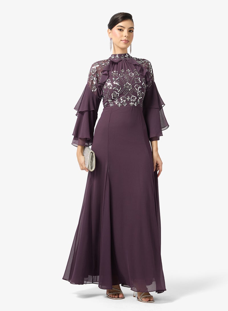 Frock and Frill Embellished flared sleeve maxi dress - Image 4