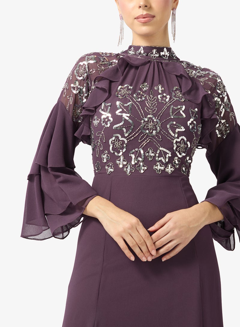 Frock and Frill Embellished flared sleeve maxi dress - Image 3