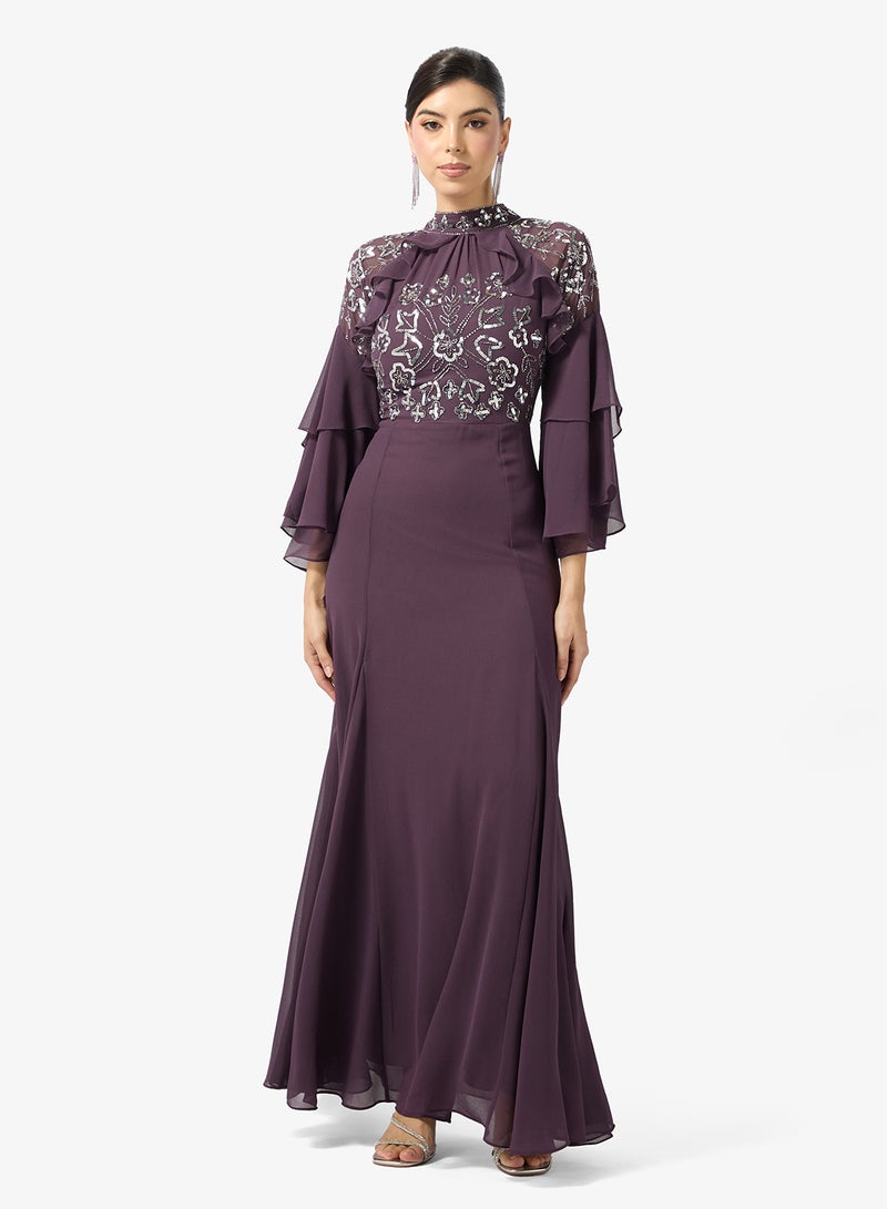 Frock and Frill Embellished flared sleeve maxi dress - Image 1