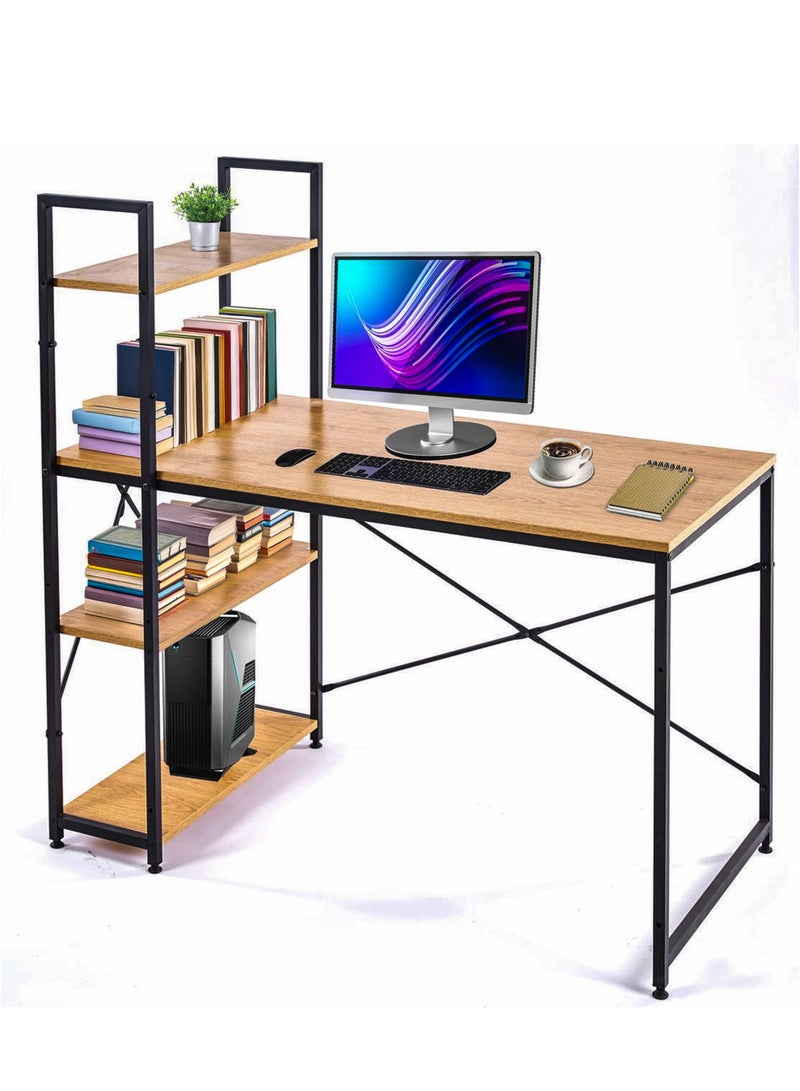 دي بلو طاولة كمبيوتر عصرية بطول 120 سم مع رفوف تخزين جانبية مكونة من 3 طبقات قابلة للتبديل، مكتب دراسة وكتابة وزاوية للابتوب وأجهزة الكمبيوتر، سطح عمل واسع، هيكل معدني قوي، محطة عمل موفرة للمساحة مثالية للمكتب المنزلي أو غرفة النوم أو الطلاب أو إعدادات الألعاب - Image 3