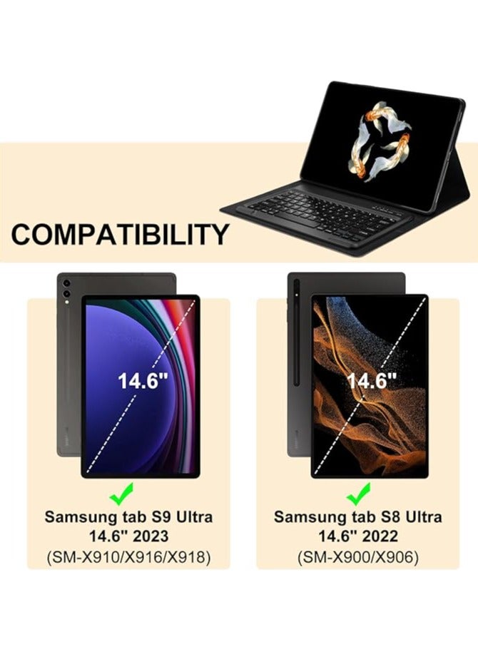 erorex 2022 Samsung Galaxy Tab S9 Ultra 2023/S8 Ultra Keyboard Protective Case 14.6 inch, Protective Case with S Pen Holder, Slim Smart Cover with Multi-Use Bluetooth Keyboard for Galaxy Tab S9 ultra, Black - Image 3
