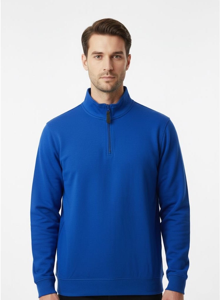 LOUD UNIVERSE سويت شيرت رجالي بأكمام طويلة برباط ربع زيب عنق مرتفع باللون الأزرق – سويت شيرت كاجوال مريح للأيام العادية - Image 1