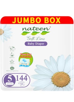 Soft Line Baby Diapers,Size 5(12-25kg),144 Count Diapers,Super Soft,Breathable Baby Diaper.