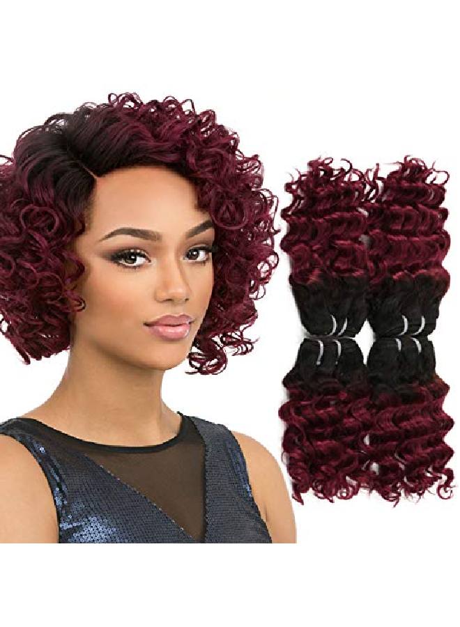 FASHION LINE 4 Bundles Deep Wave Short Bob Style Ombre 1B/30 Virgin Human Hair Bundles 50G Two Tone Color Brazilian Hair Weave 8” - Image 1