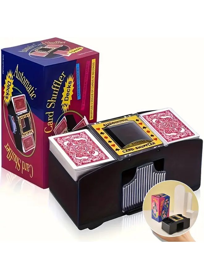Black Automatic Card Shuffler Machine with Clear Display Screen for Poker Blackjack UNO - Image 1