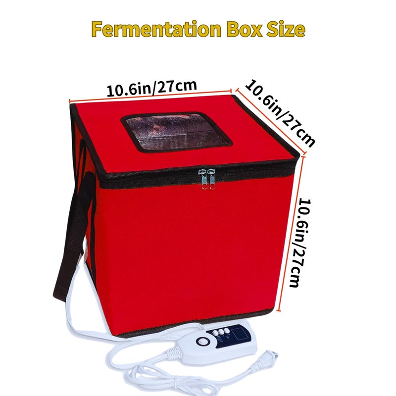GEOYLE Bread Proofing Box Heated, Foldable Dough Proofer Temperature/Timer Control Sourdough Warmer for Making Bread, Pizza,Yogurt, Natto and Handmade Soap Red, 10.6 * 10.6 * 10.6inch - Image 3