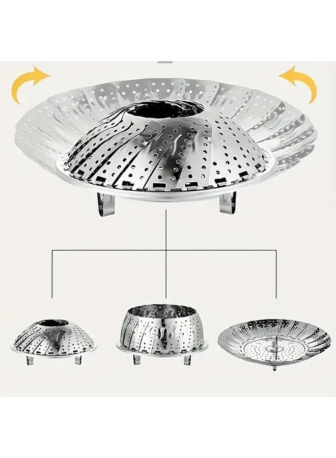 Foldable Stainless Steel Steamer Basket Expandable Vegetable Steamer Rack For Healthy Cooking - Image 5