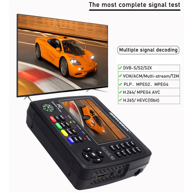 iBRAVEBOX V10 Finder Max HD Satellite TV Signal Finder DVB-S/S2/S2X Digital Handheld Signal Meter Satellite Finder H.265 4.3Inch LCD for Adjusting Sat Dish - Image 2