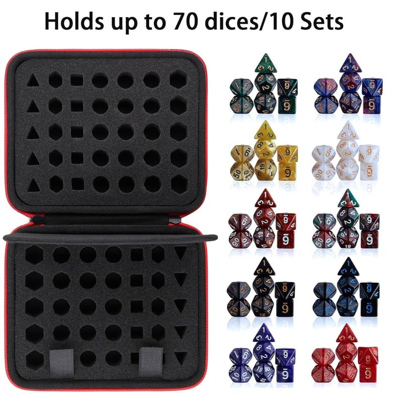 Vertus ® Dice Case with Removable Slotted Tray for Game Dice Storage and Carrying, Compatible with DND Role Playing and Other Table Games, Holds up to 70 Dices/10 Sets (Black) - Image 3