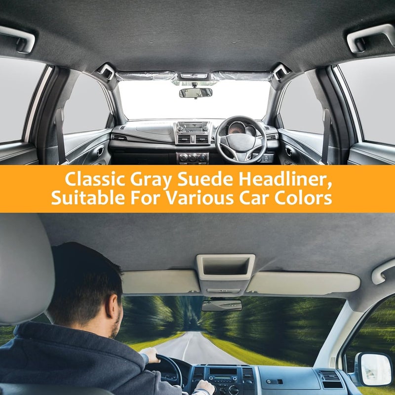 Wilaly Grey Suede Headliner Fabric with Foam Backing - Image 4
