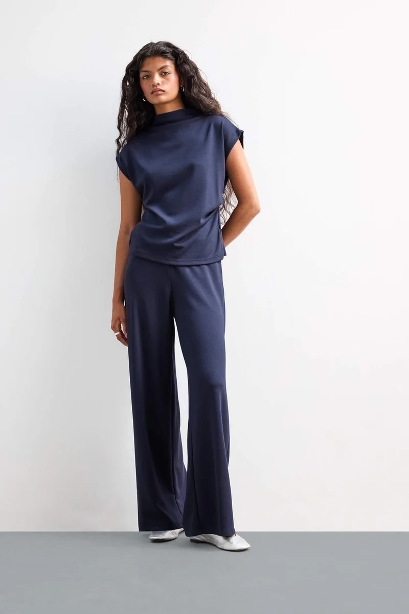 Defacto Wide Leg Pique Trousers