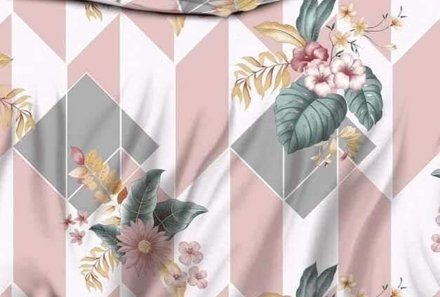 DECOR2ADMIRE 300 TC ملاءة سرير مزدوجة مطبوعة من القطن الفاخر بحجم كوين مع غطاءين وسادة للمنزل 90 بوصة × 100 بوصة (وردي مطبوع بتصميم بسيط) - Image 3