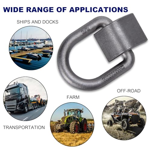 Aymmic 3/8"" Heavy Duty Weld-On Forged D Ring With Mbs: 5 000 Lbs  D-Ring Tie Down Anchor With Weld On Anchor Points For Trailer  Truck Cargo  Rv  Atv Tiedowns  Farm Applications Etc (12 Pack) - Image 3